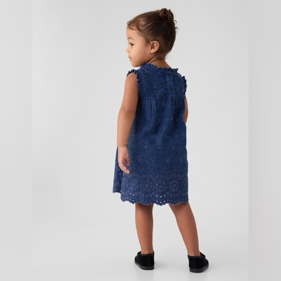 Gap × DÔEN Baby Eyelet Denim Dress NWT Size 4 - Picture 4 of 7